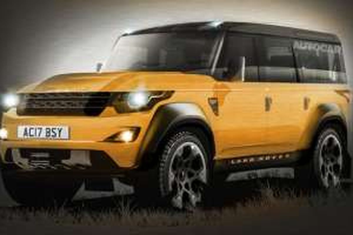 Land Rover Defender dalam rendering.