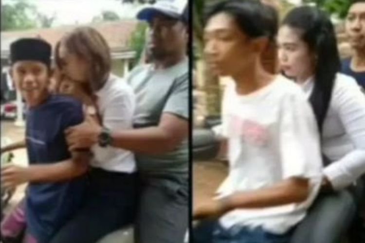 Tangkapan layar video dua perempuan diduga pelaku hipnotis ditangkap warga di Cisauk, Kabupaten Tangerang.