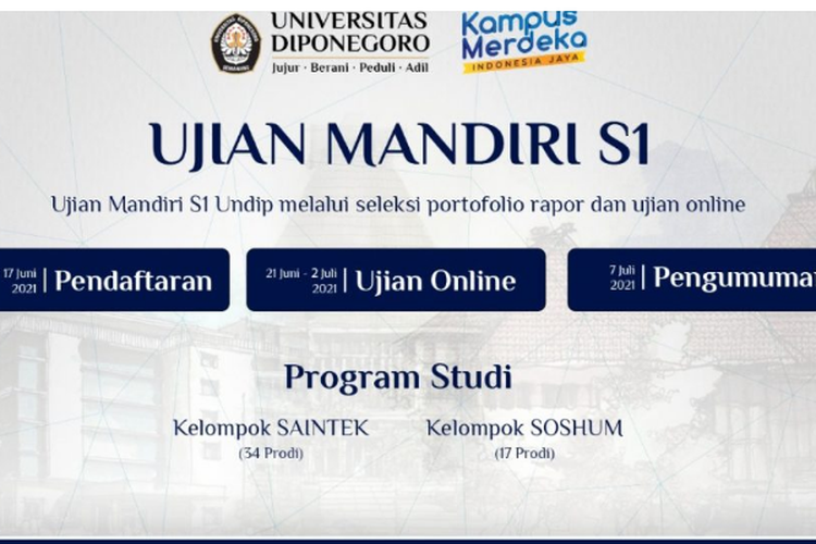 Bagi peserta Ujian Mandiri (UM) Universitas Diponegoro (Undip), ada sejumlah peraturan yang wajib ditaati selama ujian online berlansung.