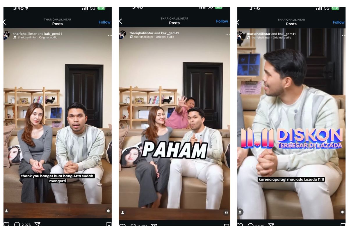 Tangkapan layar video klarifikasi Thariq Halilintar dan Aaliyah Massaid. 