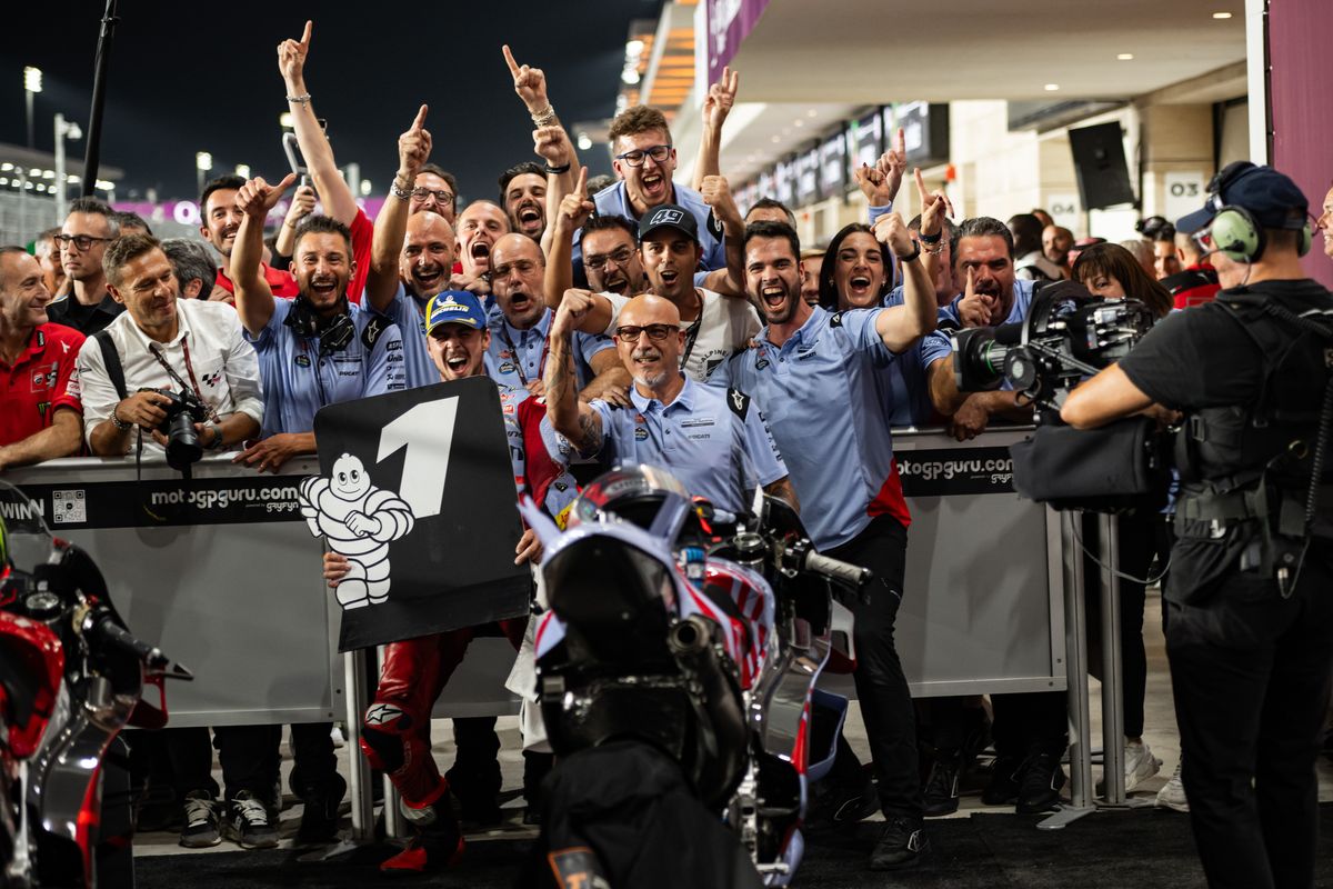 Fabio Di Giannantonio saat meraih kemenangan pertamanya pada MotoGP Qatar 2023