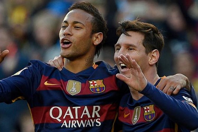 Neymar dan Lionel Messi borong gol Barcelona ke gawang Granada di Stadion Camp Nou, Sabtu (9/1/2016).