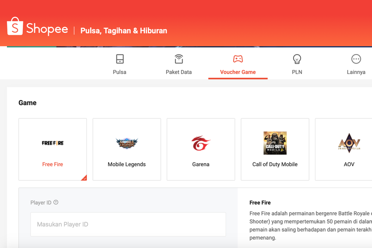 Ilustrasi top up diamond di Shopee