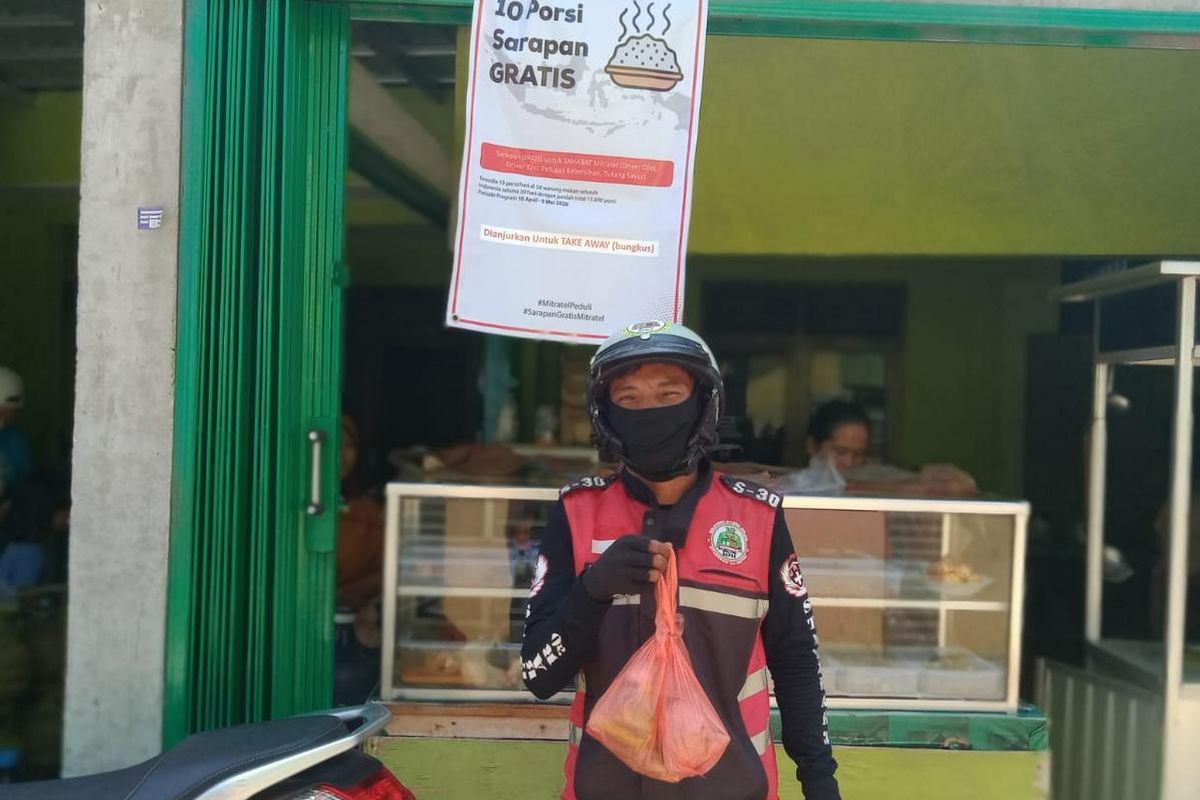 Mitratel lanjutkan Sarapan Gratis hingga akhir 2020 untuk pekerja nonformal semisal pengemudi ojol, sopir taksi, dan tukang sayur. Mitratel akan distribusikan 125.000 porsi Sarapan Gratis.