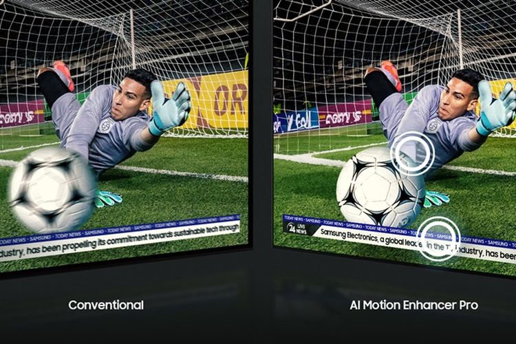 Perbandingan fitur AI Motion Enhancer dengan AI Motion Enhancer Pro di TV Samsung Neo QLED 8K 2024