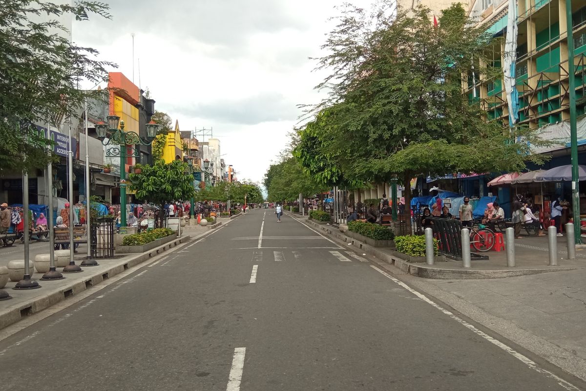 Malioboro saat dilakukan uji coba kawasan pedestrian kemarin Selasa (3/11/2020)