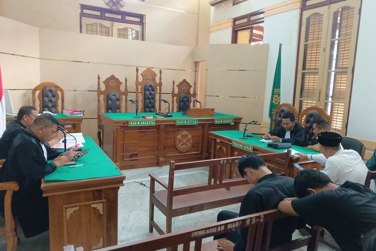 Suasana sidang AKBP Achiruddin di PN Medan, Senin (11/9/2023). Jaksa dan terdakwa telah hadir namun hakim belum hadir 