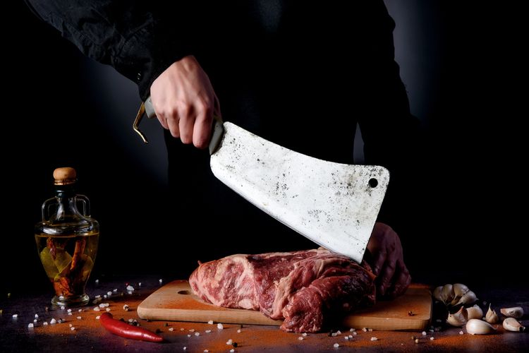 Ilustrasi pisau daging. 