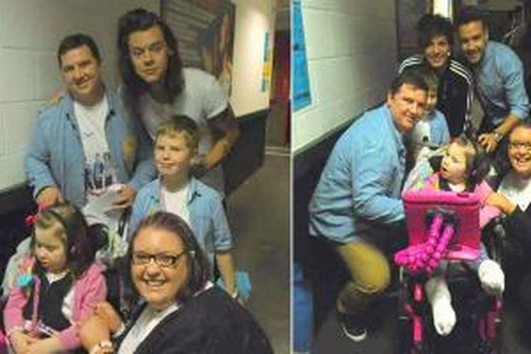 George Edwards, gadis kecil penyandang disabilitas sangat bahagia bertemu dengan idola, One Direction. 