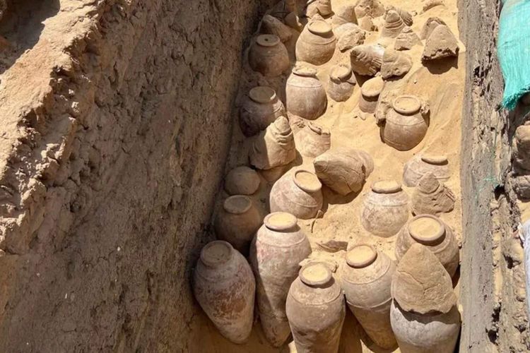 Para arkeolog menemukan tempayan anggur berusia 5.000 tahun yang masih tersegel di makam Ratu Meret-Neith di Abydos, salah satu situs pemakaman kerajaan paling awal di Mesir