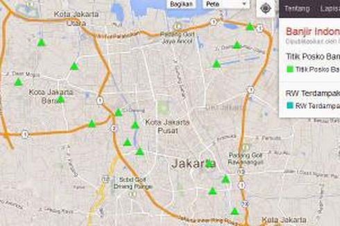 Peta Resmi Google Sajikan Titik Banjir Jakarta