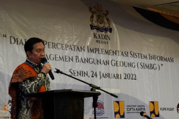 Ketua Umum KADIN Indonesia, Eddy Ganefo dalam diskusi percepatan implementasi SIMBG yang digelar KADIN Kota Medan