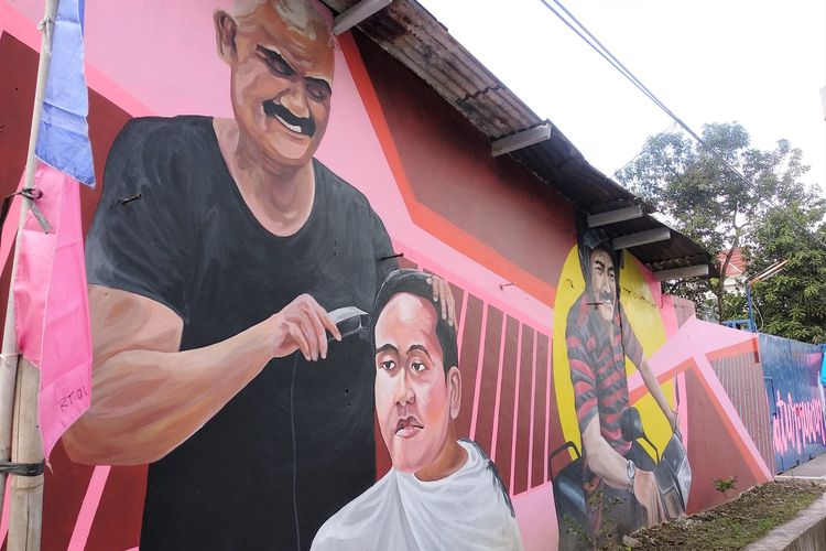 Mural Rudy Cukur Gibran di Jl. Ir. Juanda, Solo, Jawa Tengah, yang dibuat oleh muralis Kota Solo.