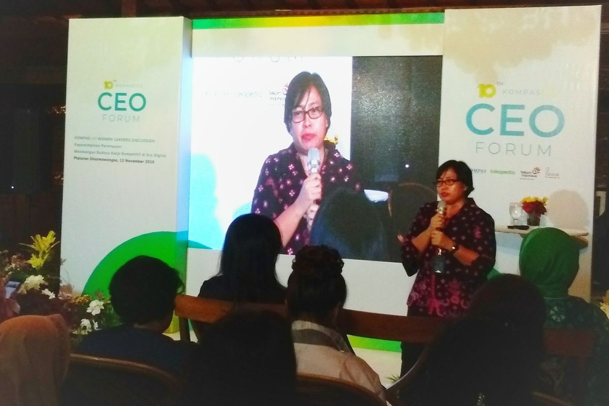 Direktur Bina Pemagangan Kementerian Ketenagakerjaan, Siti Kustiatuti memaparkan sejumlah tantangan pada event KOMPAS 100 Women Leaders Discussion, yang berlangsung di Plataran Dharmawangsa, Jakarta, Selasa (12/11/2019).