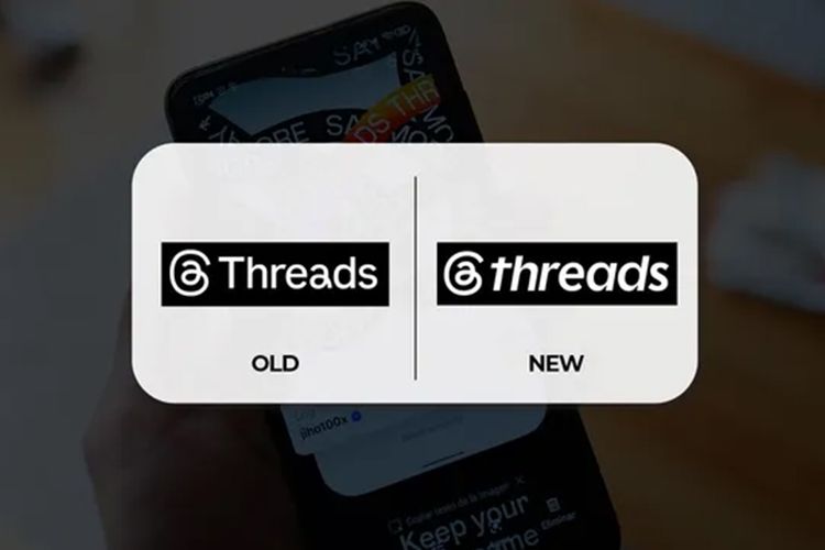 Perbandingan desain dan font baru dari logo Thread lama dan baru