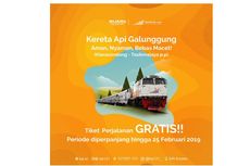 Promo Gratis KA Galunggung Bandung-Tasikmalaya Diperpanjang hingga 31 Maret