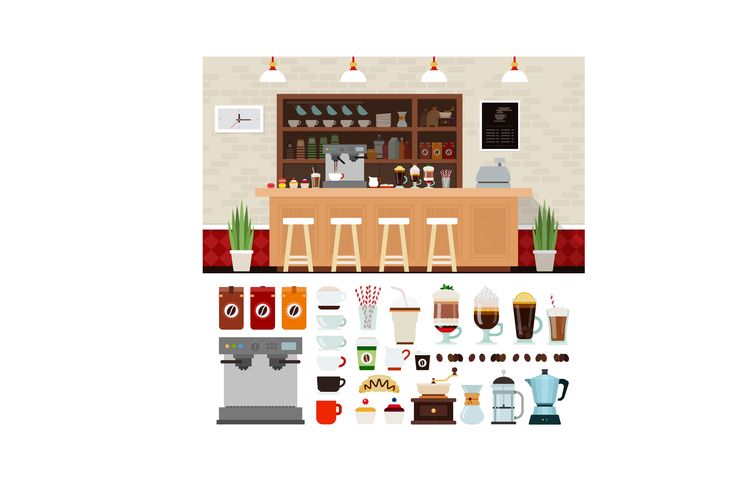 Ilustrasi franchise kedai kopi.