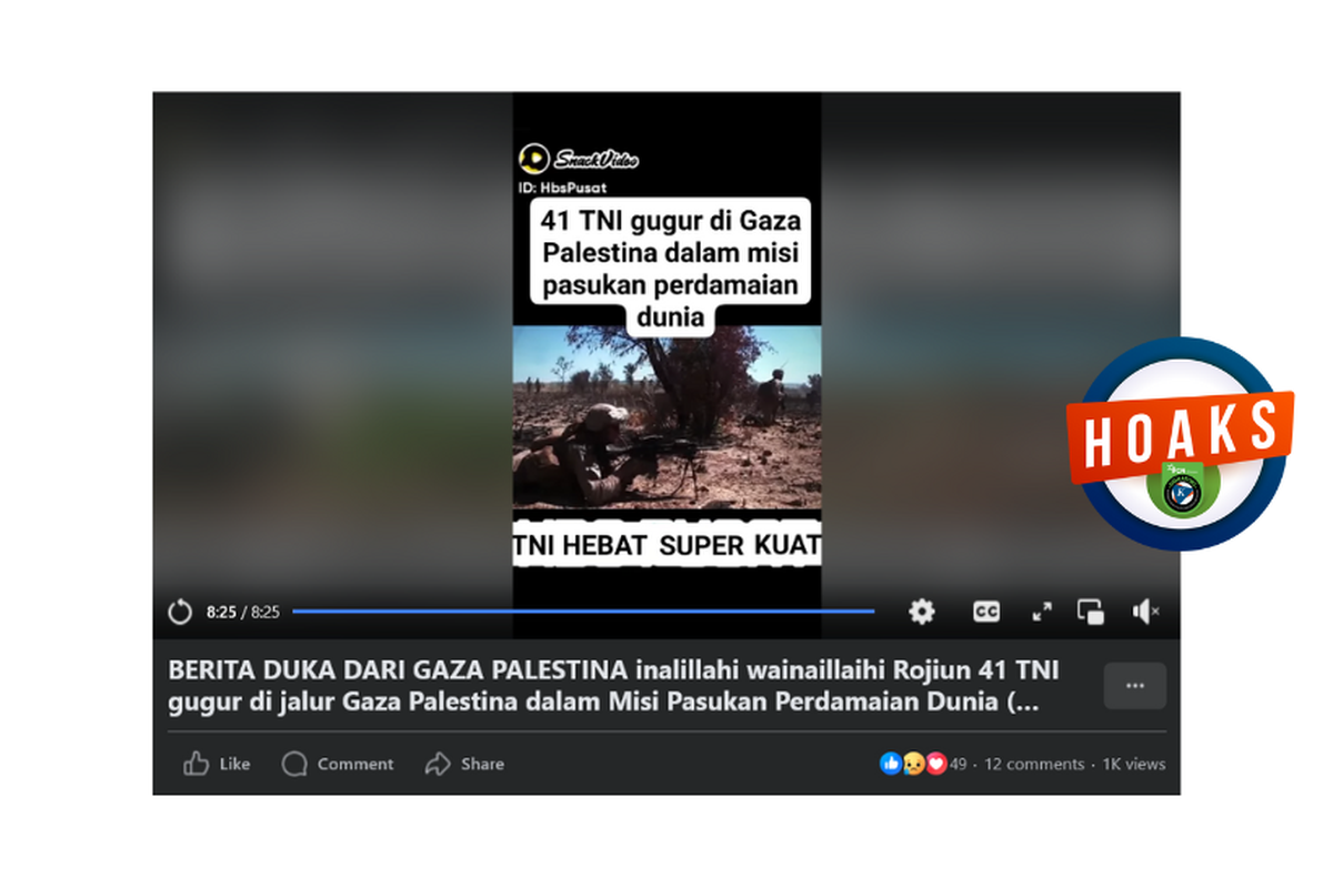 Hoaks, 41 prajurit TNI gugur di Gaza