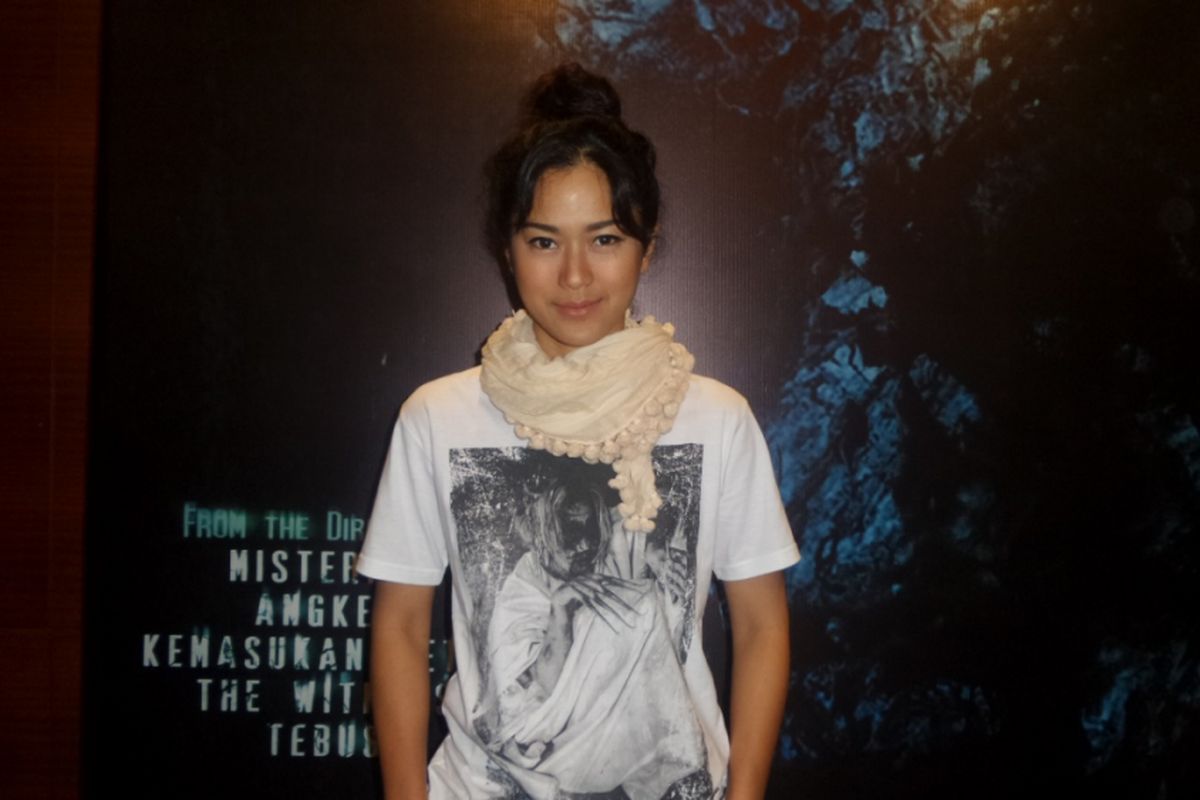 Prisia Nasution diabadikan usai konferensi pers film The Curse di Djakarta Theatre, Jakarta Pusat, Rabu (26/4/2017).