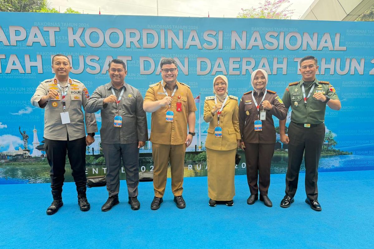 Bupati Kediri Hanindhito Himawan Pramana bersama Wakil Bupati Kediri Dewi Mariya Ulfa dan jajaran Forkopimda Kabupaten Kediri saat menghadiri Rakornas Pemerintah Pusat dan Daerah Tahun 2026 di Sentul International Convention Center, Bogor, Jawa Barat, Senin (2/2/2026)