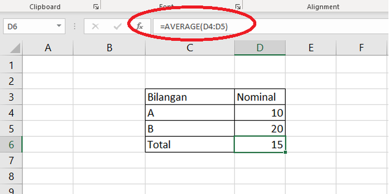 Cara menggunakan rumus AVERAGE di Microsoft Excel.
