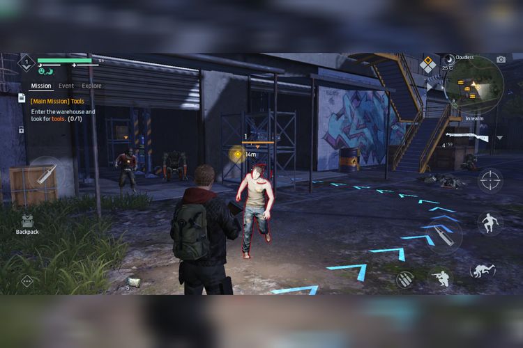 Ilustrasi gameplay game Undawn ketika sedang berburu zombie.