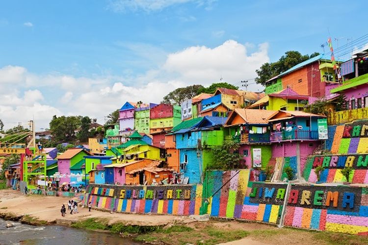 Tempat wisata Kampung Warna-warni Jodipan di Kota Malang.