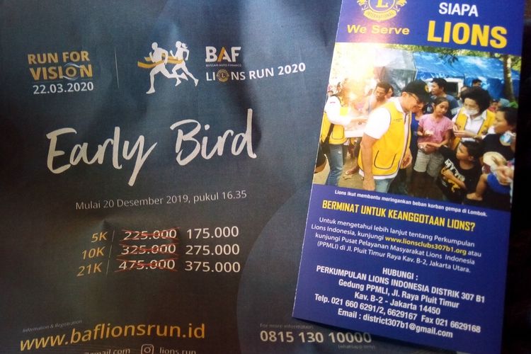 Informasi pendaftaran BAF Lions Run 2020 di koran Super Ball edisi Jumat (20/12/2019). Diskon biaya pendaftaran hingga 31 Desember 2019. 