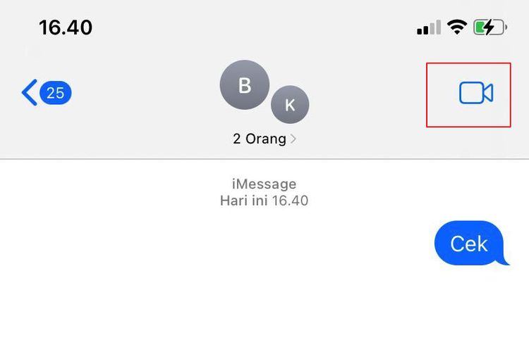 Ilustrasi cara melakukan panggilan grup FaceTime di iPhone via iMessage