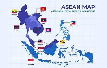 Empat negara di Asia Tenggara yang wilayahnya berbentuk semenanjung adalah Thailand, Myanmar, Laos, dan Kamboja.