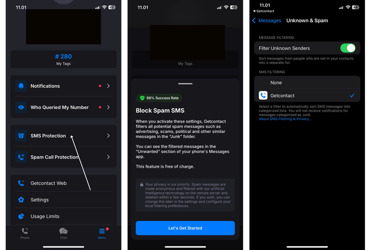 Ilustrasi cara blokir sms spam lewat getcontact