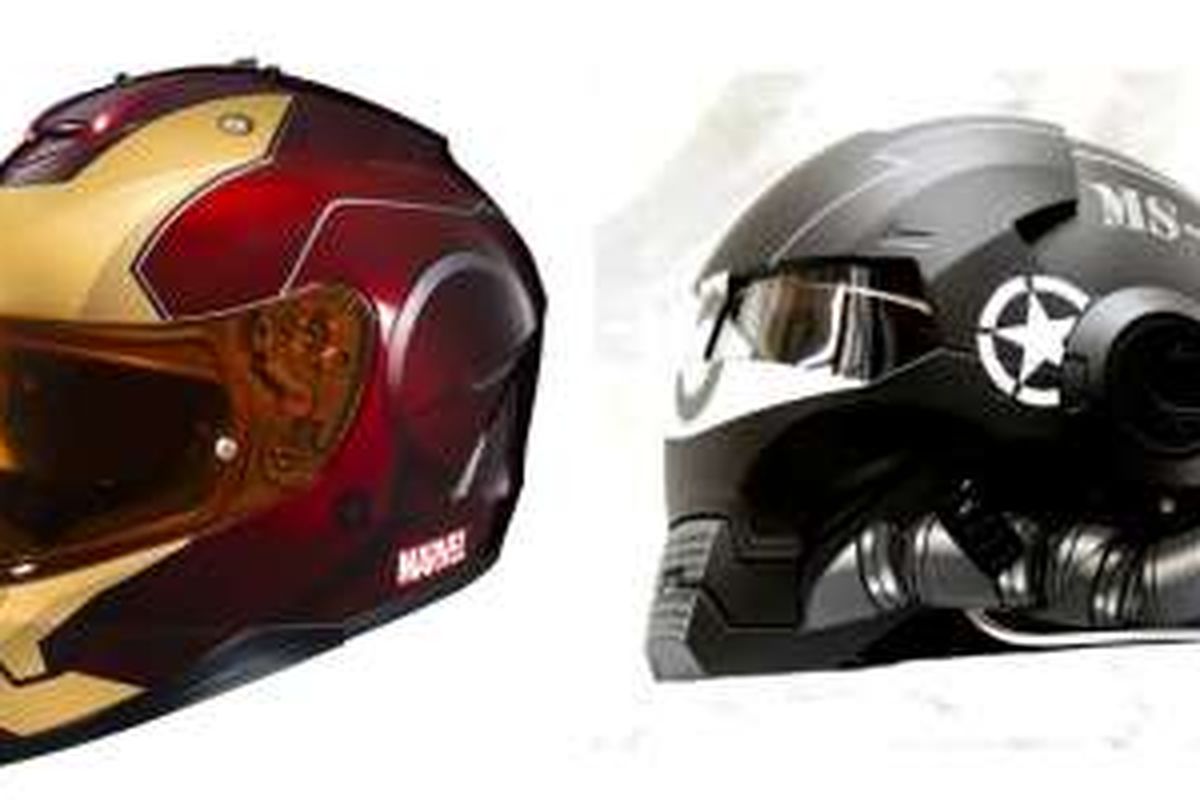 Helm dengan desain superhero.