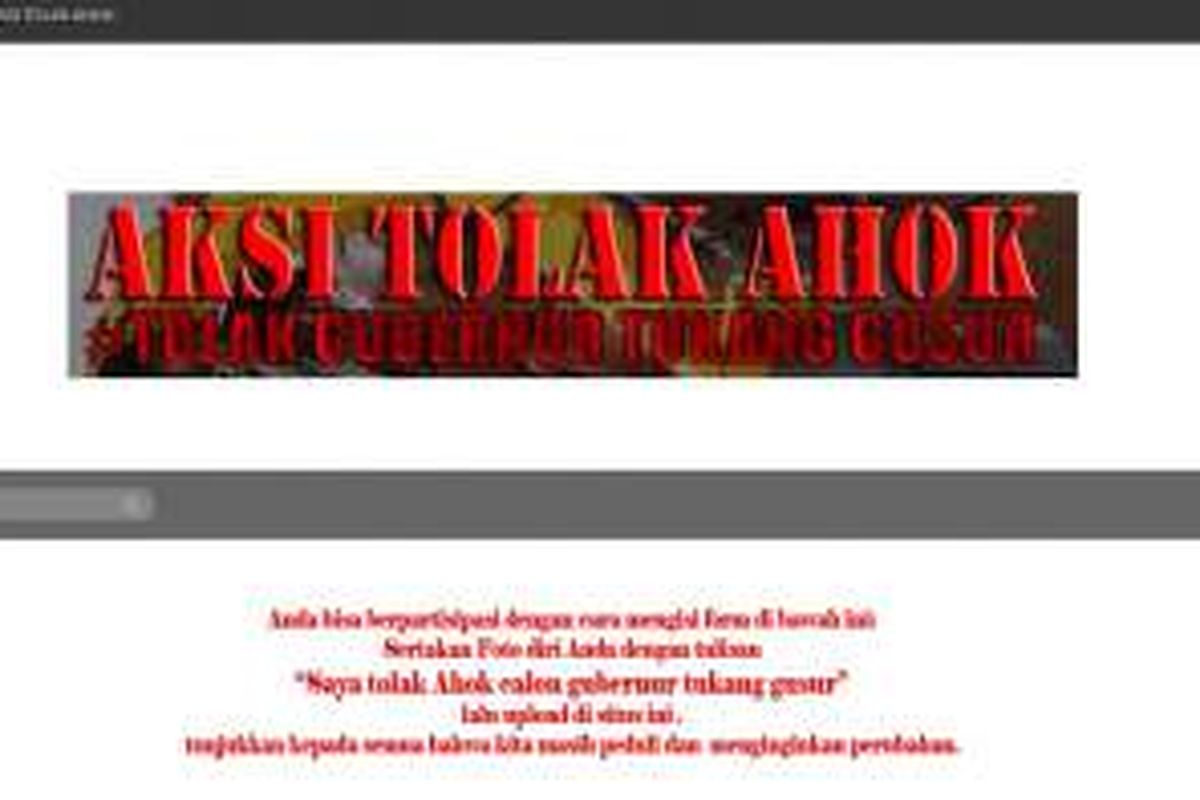 Laman petisi online yang berisi penolakan terhadap kebijakan Gubernur DKI Jakarta Basuki Tjahaja Purnama. 