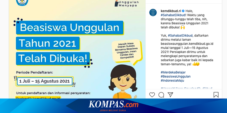 Beasiswa Unggulan Kemendikbud 2021: Cara Daftar dan ...