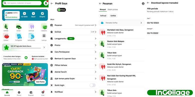 Cara melihat jumlah transaksi di Gojek selama setahun