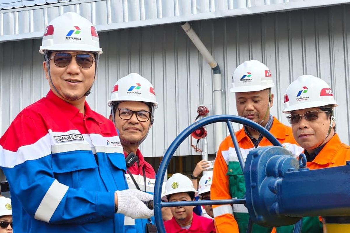 Seremonial Commissioning Metering Kandang Haur Timur (KHT)&nbsp;dan Integrasi Sistem Transmisi Gas CISEM II dengan sistem transmisi Jawa Barat di KHT, Indramayu, Jawa Barat, Sabtu (6/6/2026).
