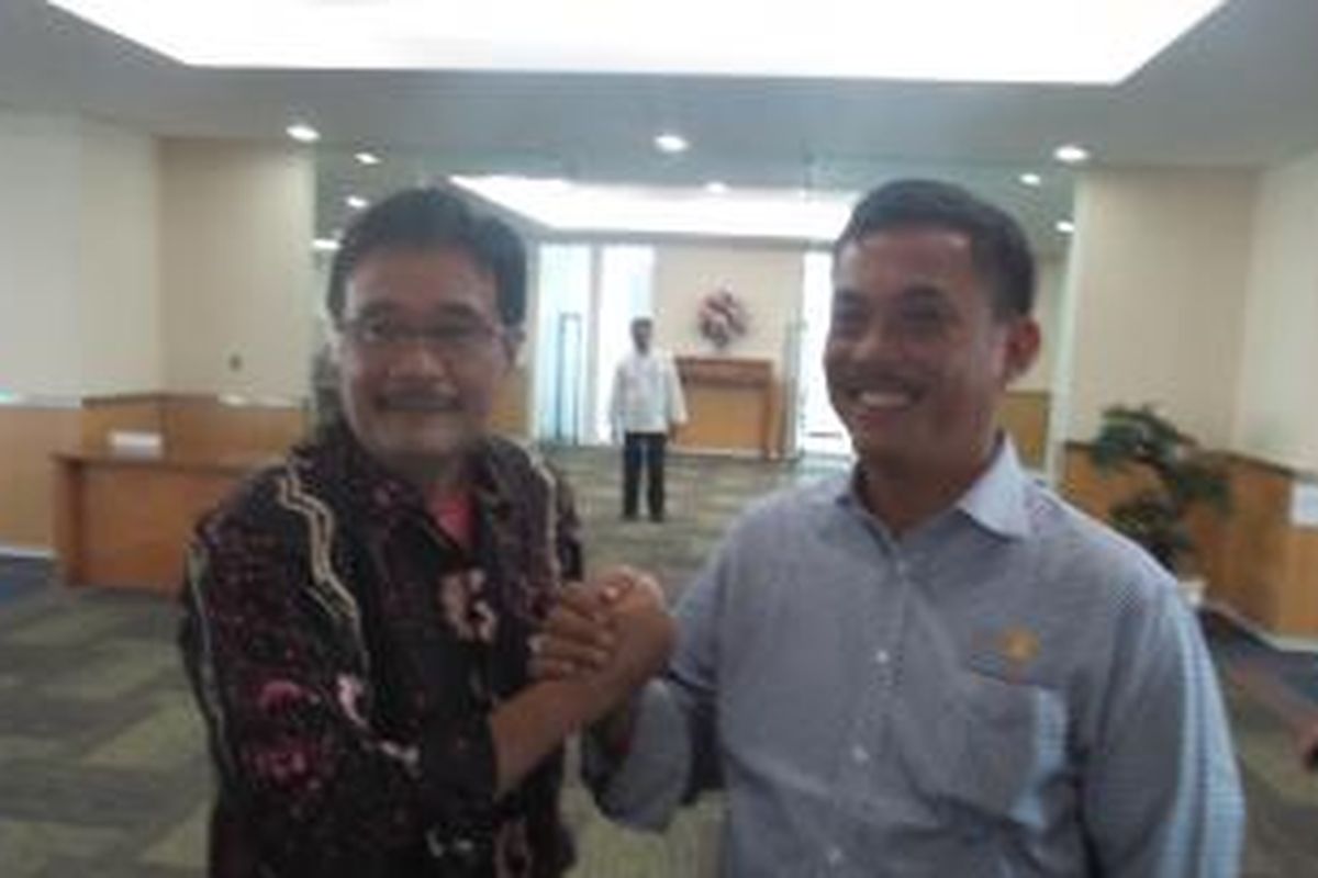 Calon Wakil Gubernur DKI Djarot Saiful Hidayat dan Ketua DPRD Prasetyo Edi Marsudi, di Gedung DPRD DKI, Jumat (5/12/2014)