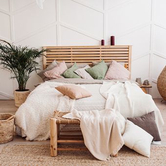 ilustrasi kamar tidur dengan tekstur alami