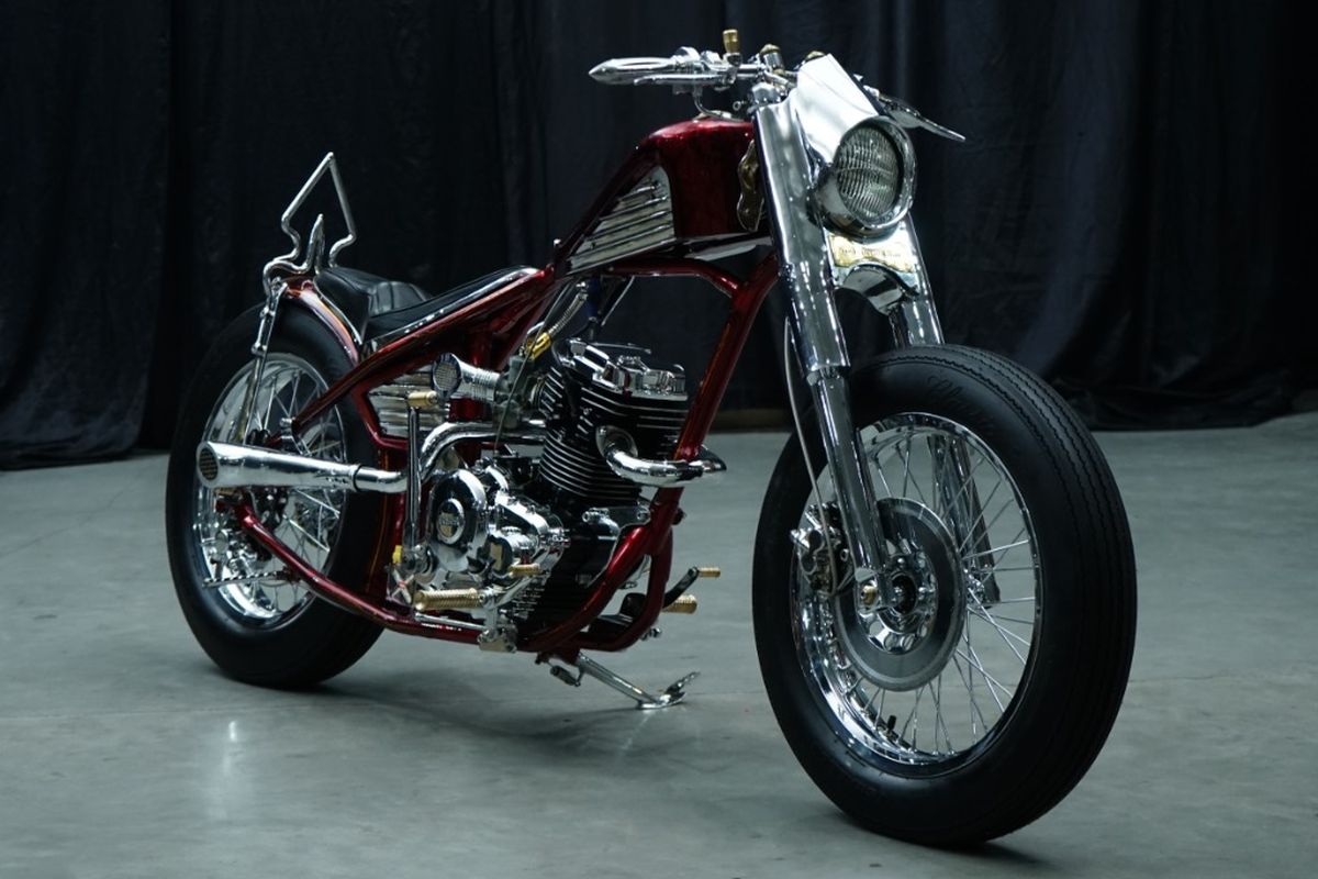 Motor custom Yamaha Byson dengan gaya chopper bobber garapan Wangsa Kencana Garage.