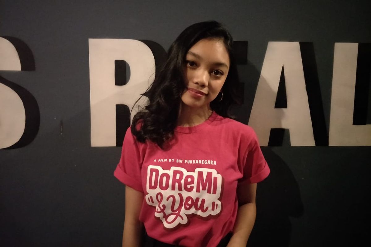 Naura saat ditemui usai acara Meet & Greet Film Doremi & You di D Mall, Depok, Jawa Barat, Selasa (18/6/2019).