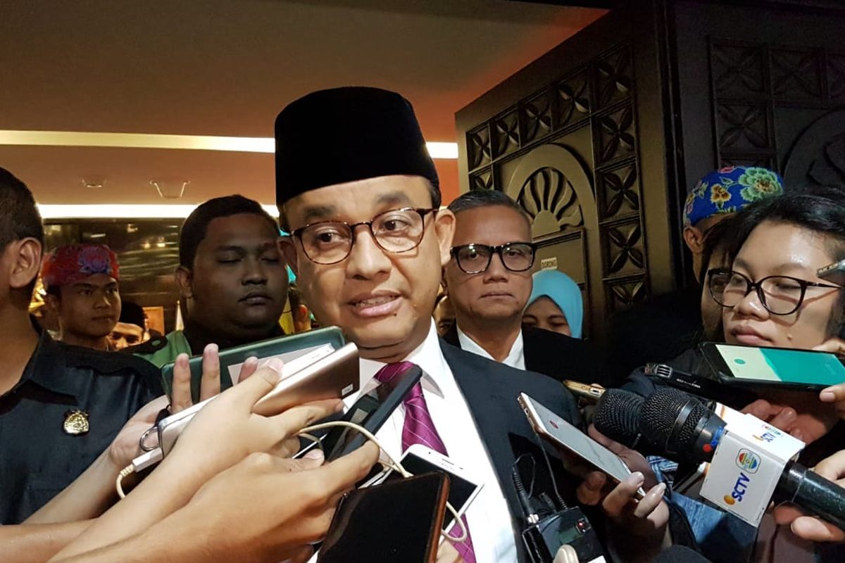 Gubernur DKI Jakarta Anies Baswedan di Gedung DPRD DKI Jakarta, Jalan Kebon Sirih, Jakarta Pusat, Rabu (19/2/2020).