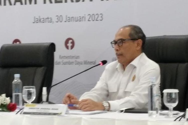 Direktur Jenderal Minyak dan Gas Bumi Kementerian ESDM Tutuka Ariadji di Kementerian ESDM, Jakarta, Senin (30/1/2023).