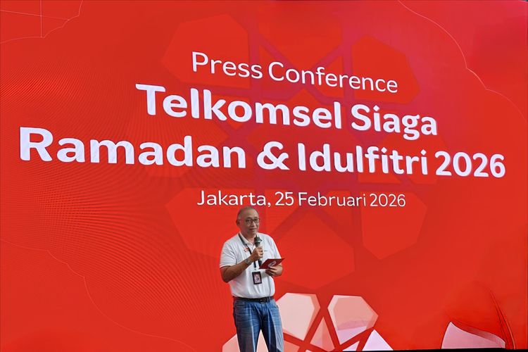 Direktur Sales Telkomsel, Stanislaus Susatyo dalam Press Conference Telkomsel Siaga RAFI 2026 di Telkomsel Smart Office, Jakarta Selatan, Rabu (25/2/2026).