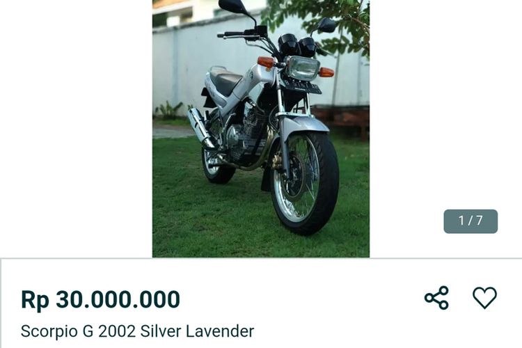 Yamaha Scorpio G yang ditawarkan di OLX dengan harga Rp 30 juta (foto layar OLX)