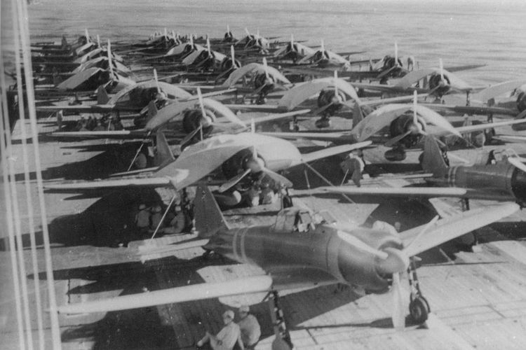 Pesawat-pesawat di atas kapal induk yang bertempur dalam Pertempuran Laut Koral.