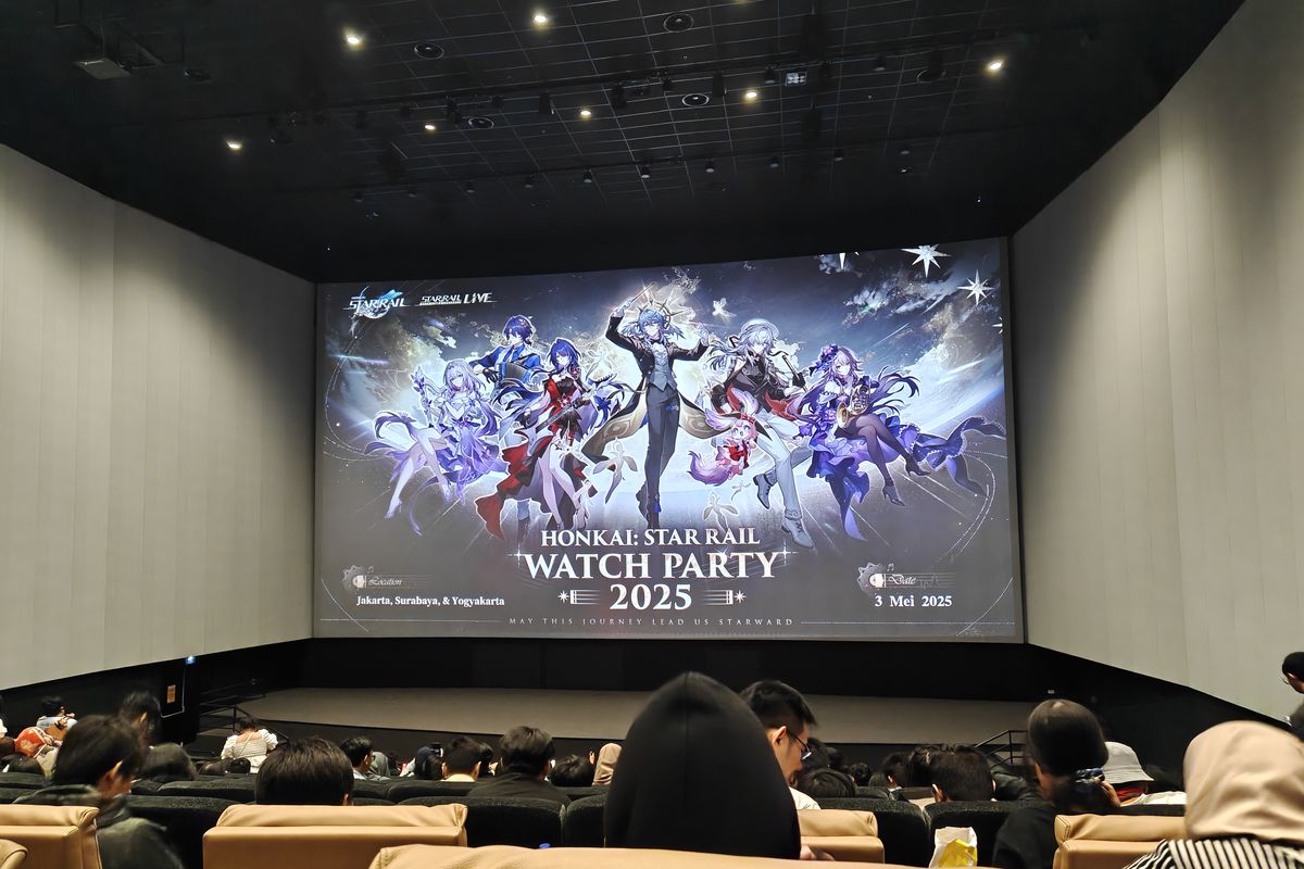 Suasana konser musik virtual Honkai Star Live 2025 di CGV Grand Indonesia, Jakarta Pusat, Sabtu (3/5/2025).