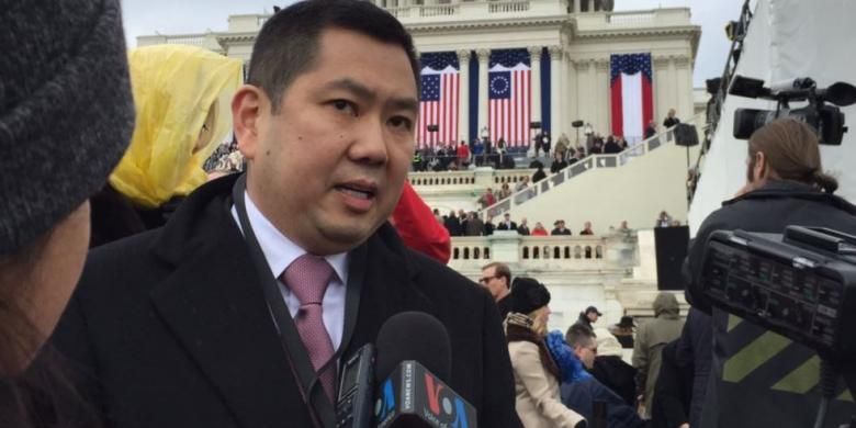 Harry Tanoe usai menghadiri upacara pelantikan Presiden Donald Trump di Washington DC, 20 Januari 2017.