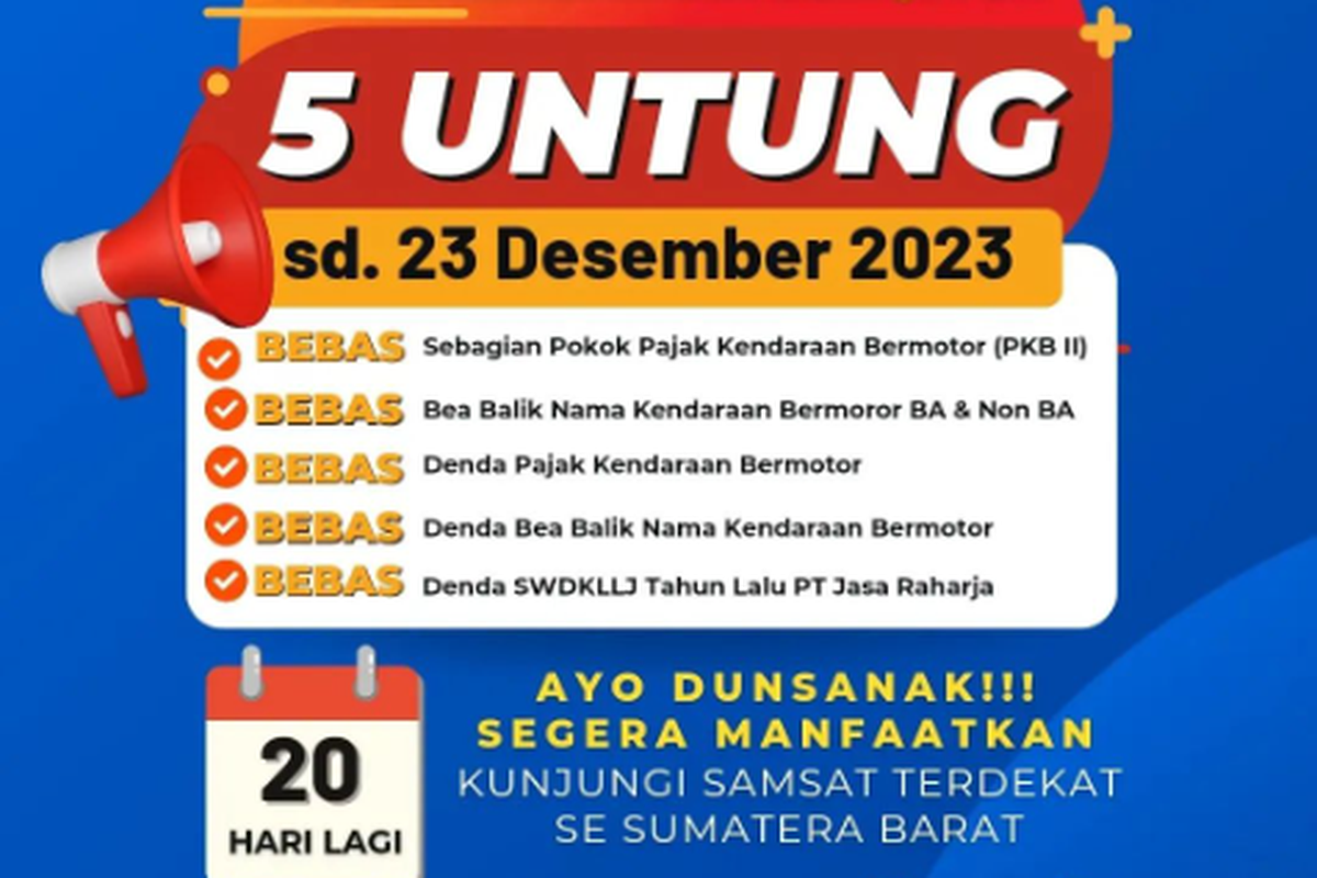 Pemutihan pajak kendaraan bermotor Sumatera Barat sampai 23 Desember 2023