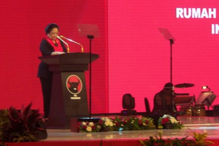 Ketua Umum DPP PDIP Megawati Soekarnoputri di HUT ke-44 PDIP, Selasa (10/1/2017).