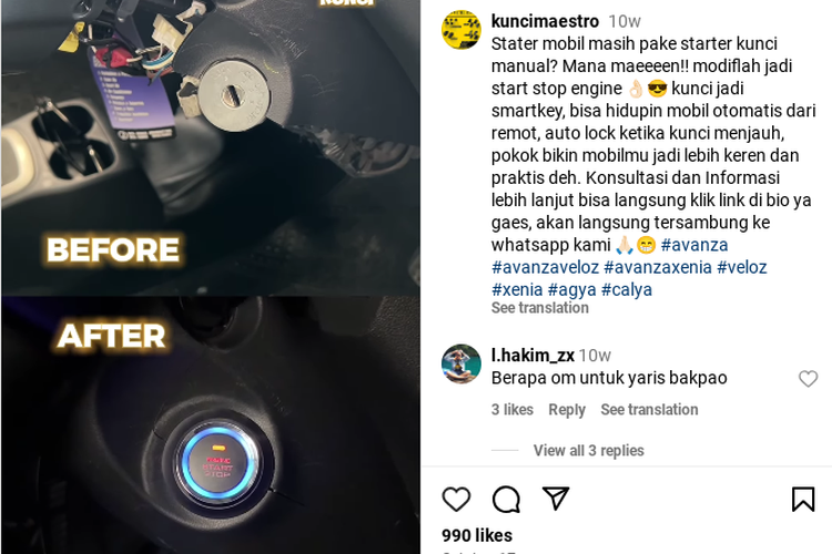 Modifikasi kunci Ayla menjadi sistem push button